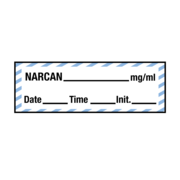 Nevs Tape, Narcan 1/2" x 500" White w/Blue stripes & Black SANT-203